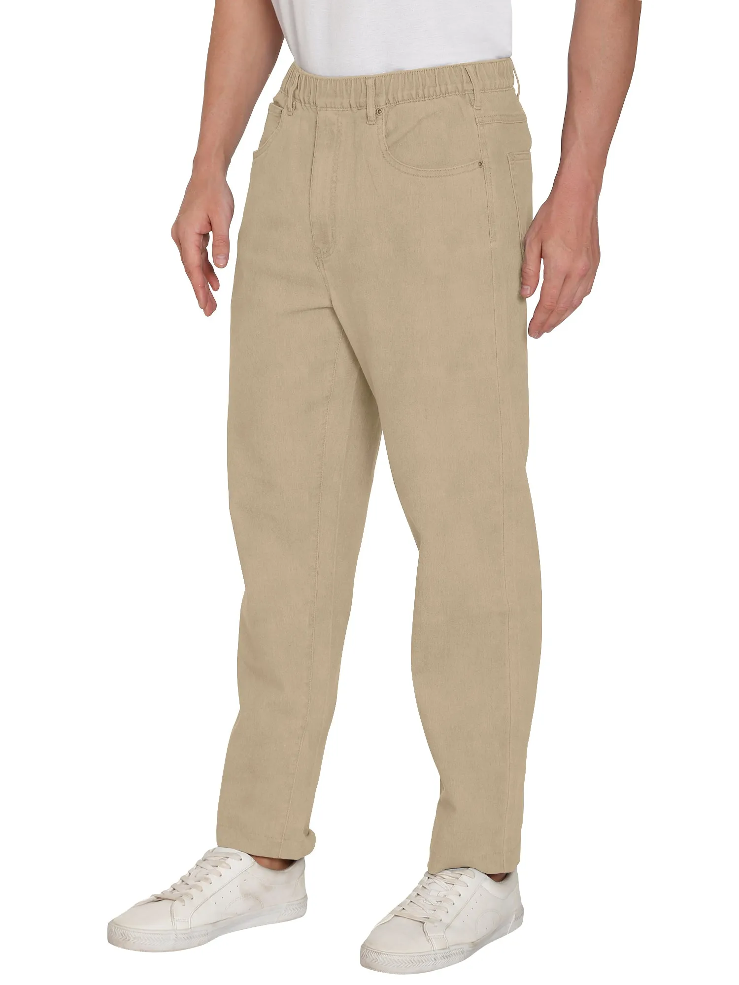 Turtle Bay New York Men's Casual Elastic Waist Denim & Twill Pull on Jeans Pants