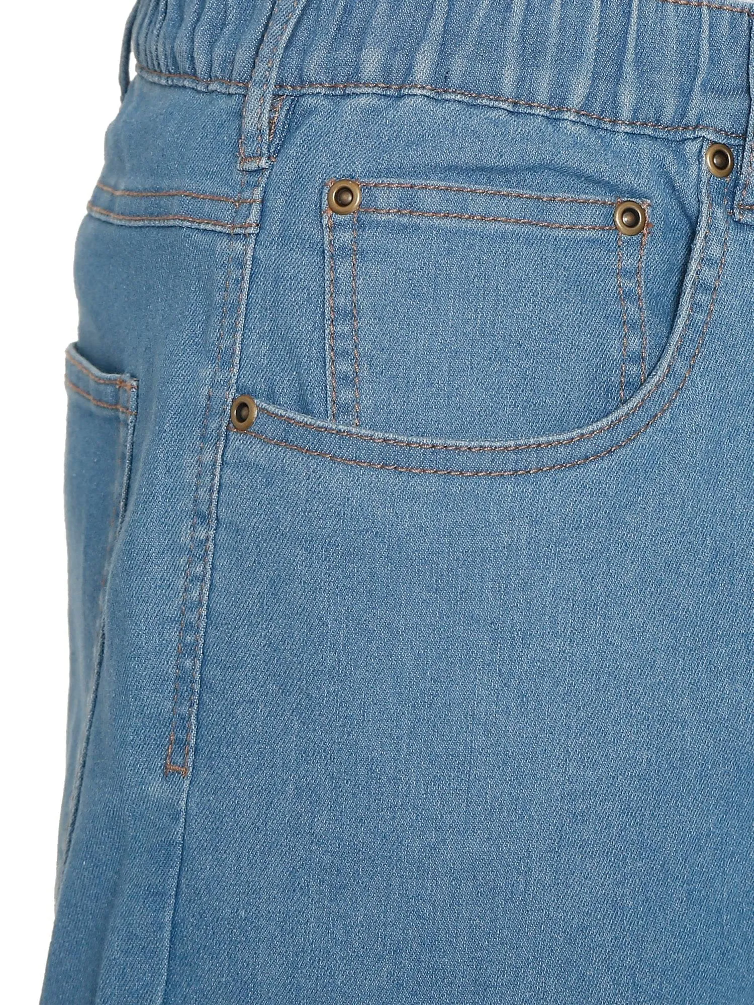 Turtle Bay New York Men's Casual Elastic Waist Denim & Twill Pull on Jeans Pants
