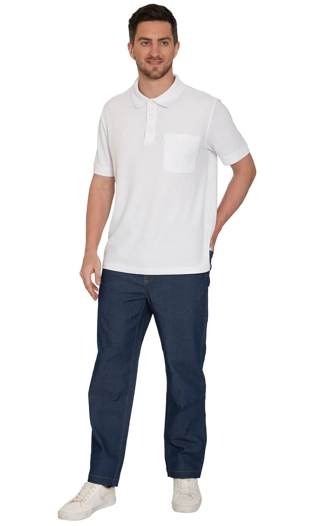 Turtle Bay New York Men's Casual Elastic Waist Denim & Twill Pull on Jeans Pants