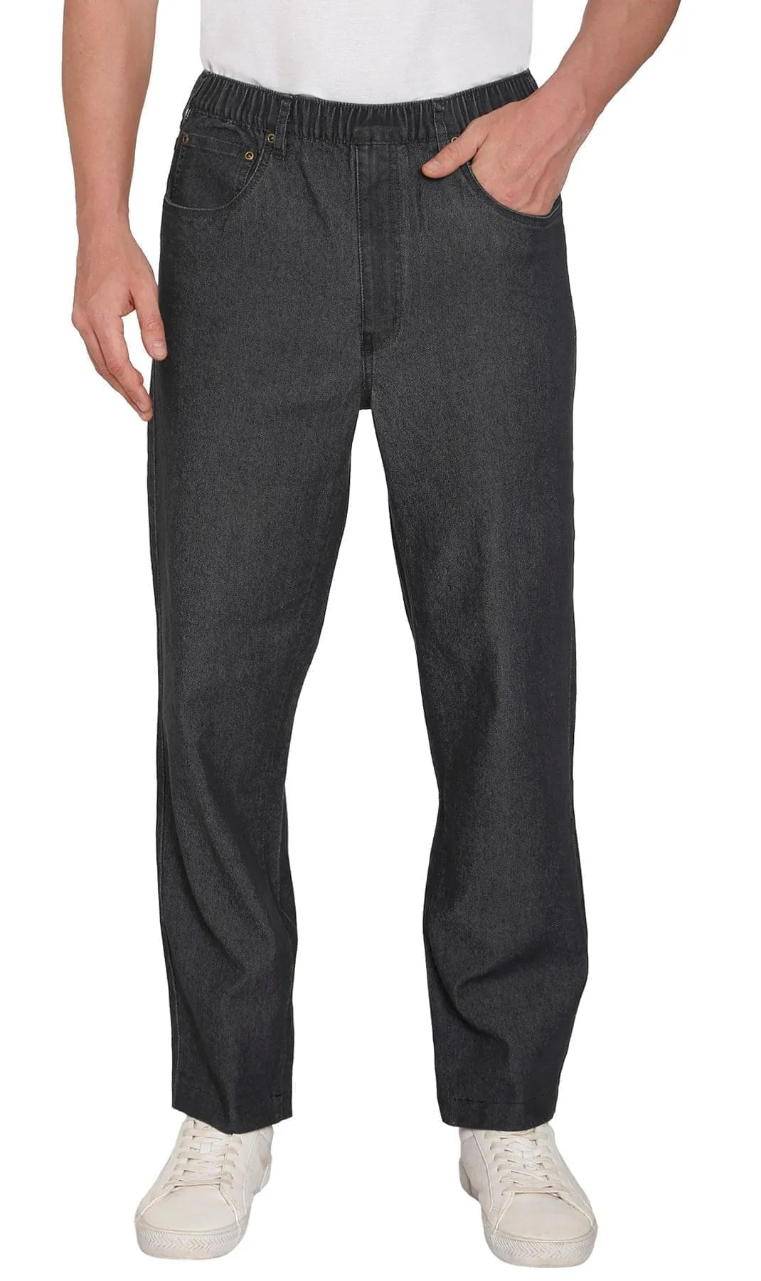 Turtle Bay New York Men's Casual Elastic Waist Denim & Twill Pull on Jeans Pants