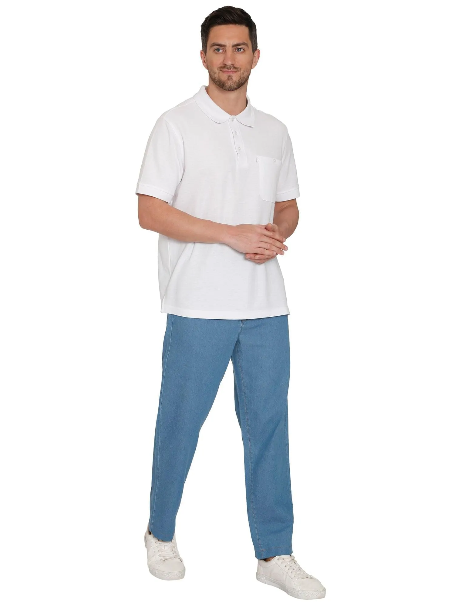 Turtle Bay New York Men's Casual Elastic Waist Denim & Twill Pull on Jeans Pants