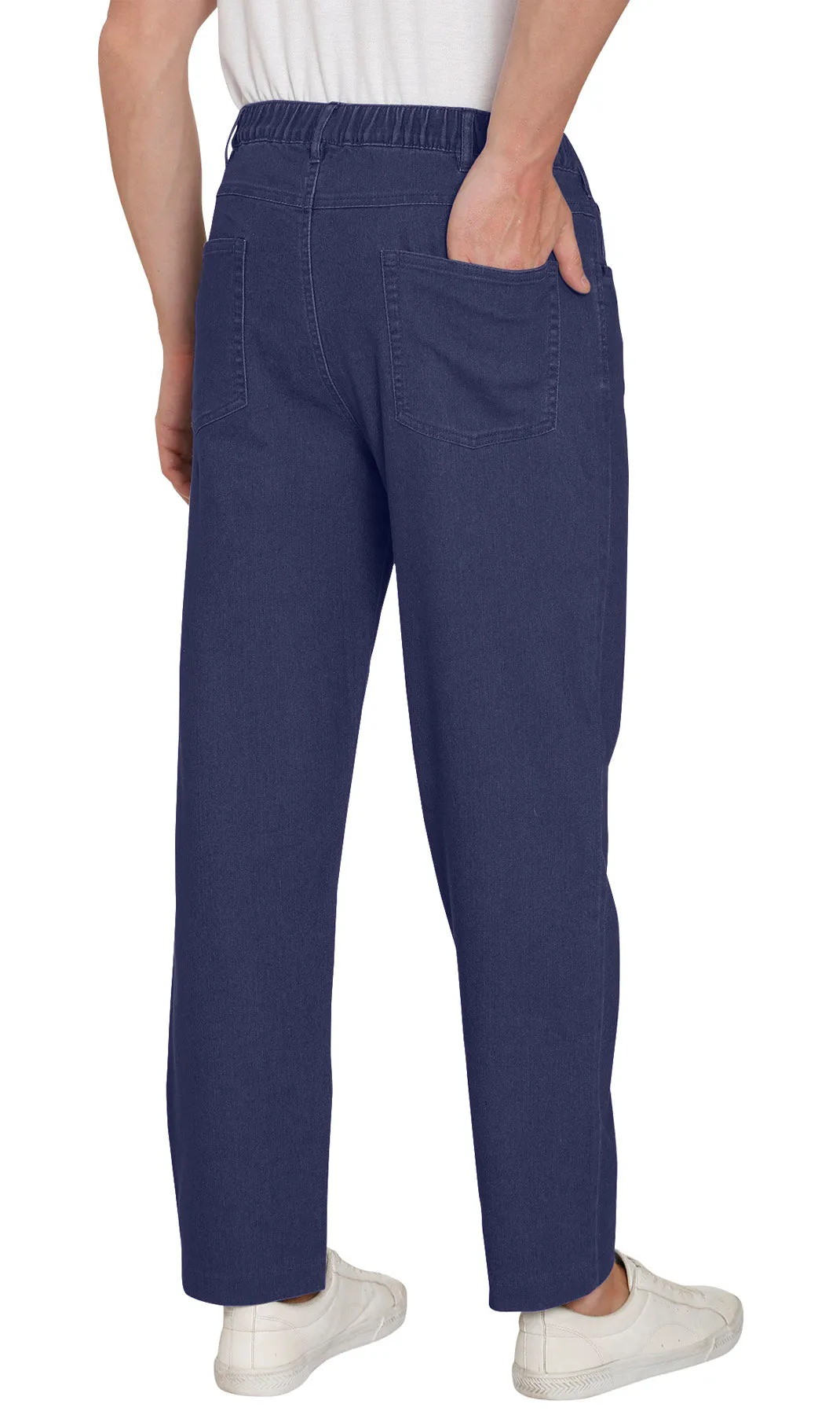 Turtle Bay New York Men's Casual Elastic Waist Denim & Twill Pull on Jeans Pants