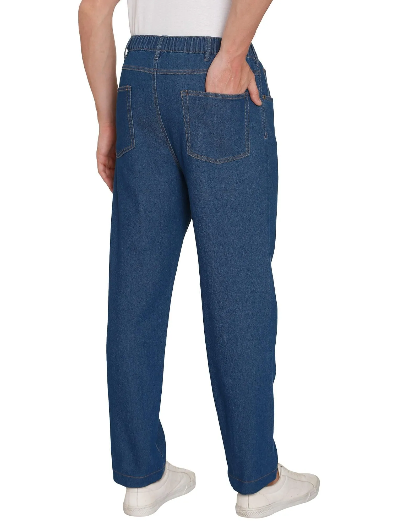 Turtle Bay New York Men's Casual Elastic Waist Denim & Twill Pull on Jeans Pants