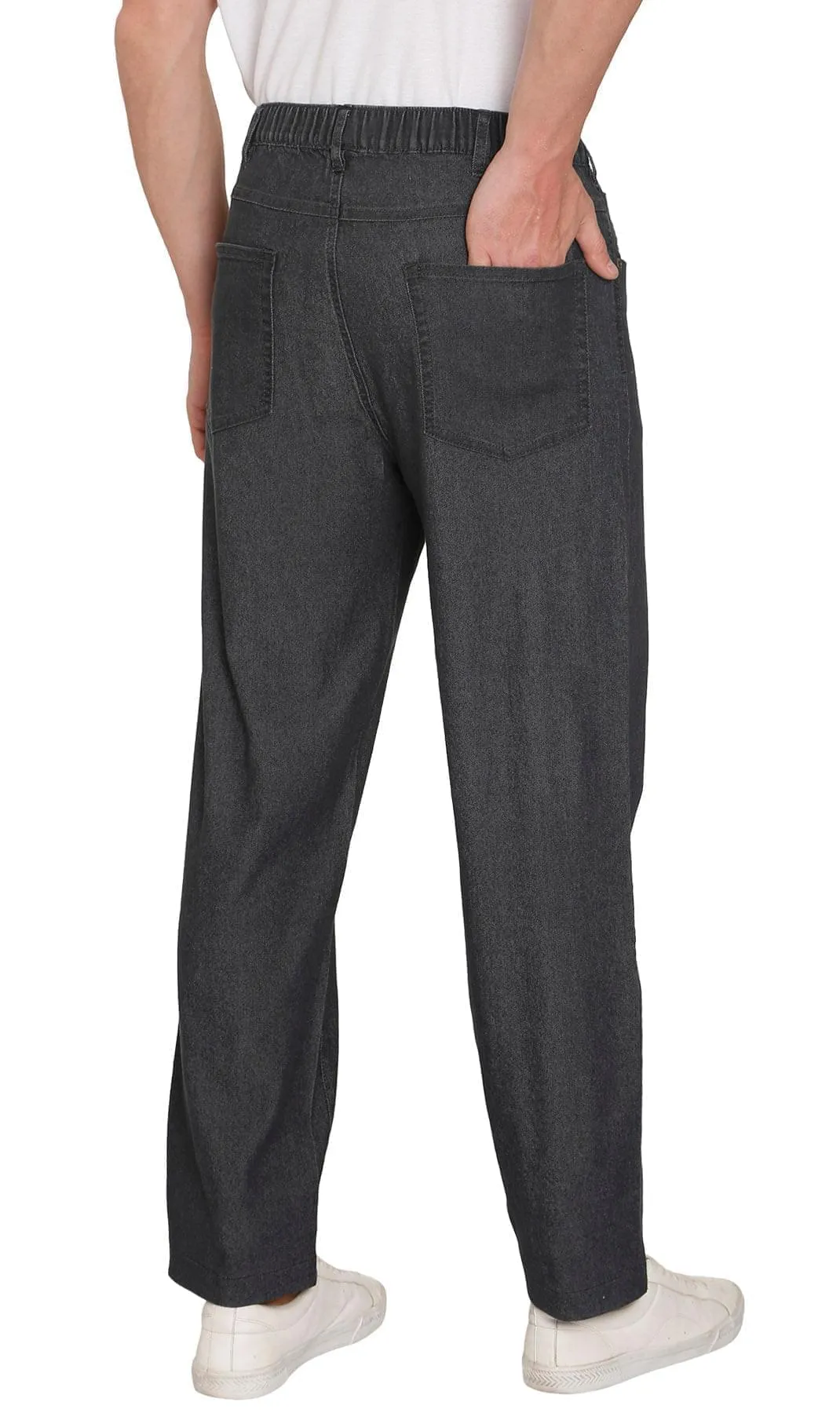Turtle Bay New York Men's Casual Elastic Waist Denim & Twill Pull on Jeans Pants
