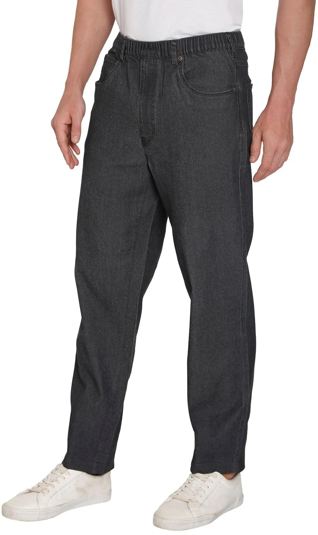 Turtle Bay New York Men's Casual Elastic Waist Denim & Twill Pull on Jeans Pants