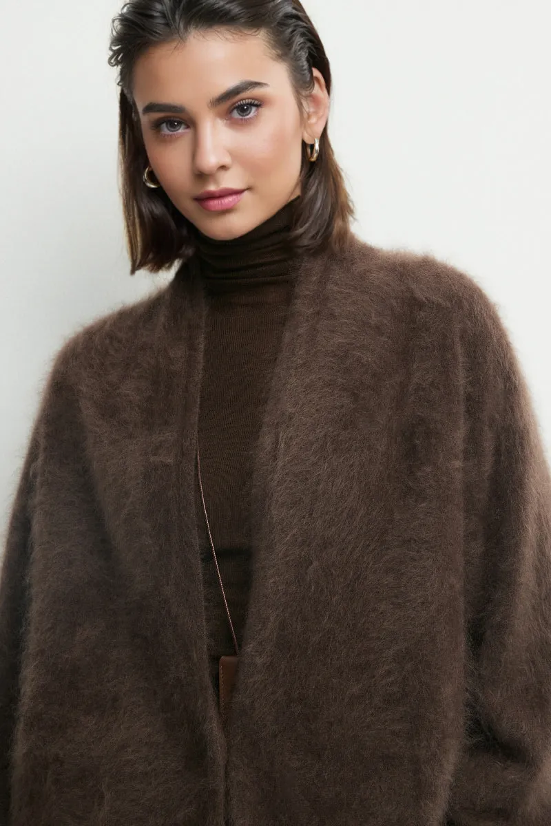 Ultrafine One-Button Brushed Cashmere Cardigan