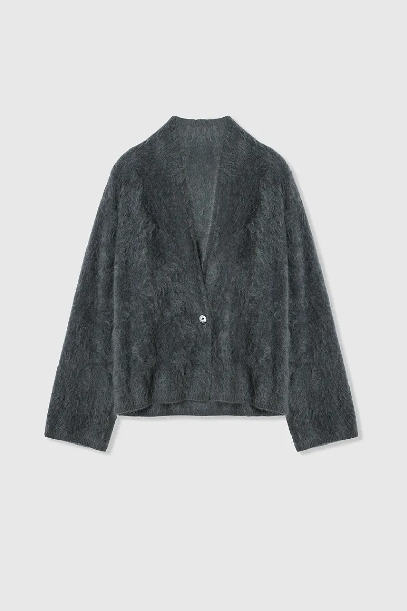 Ultrafine One-Button Brushed Cashmere Cardigan