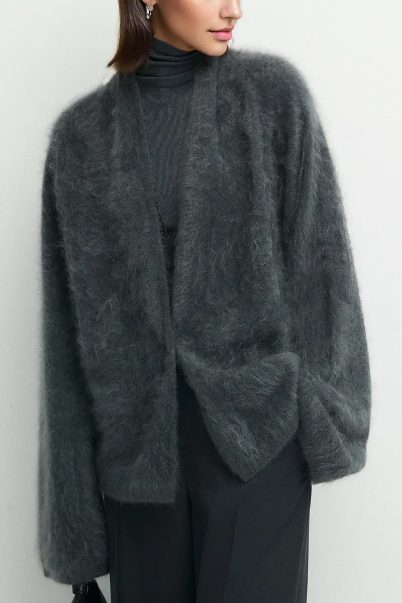 Ultrafine One-Button Brushed Cashmere Cardigan