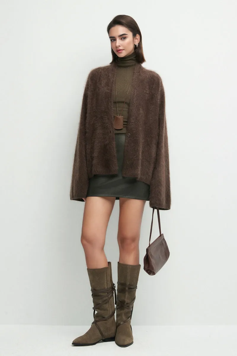 Ultrafine One-Button Brushed Cashmere Cardigan
