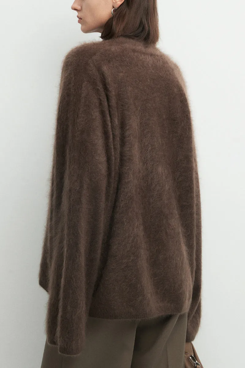 Ultrafine One-Button Brushed Cashmere Cardigan