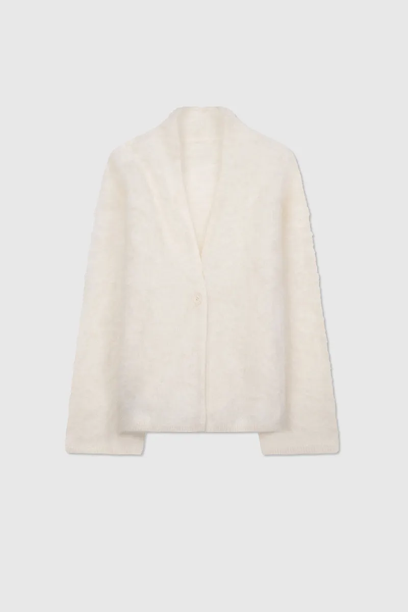 Ultrafine One-Button Brushed Cashmere Cardigan