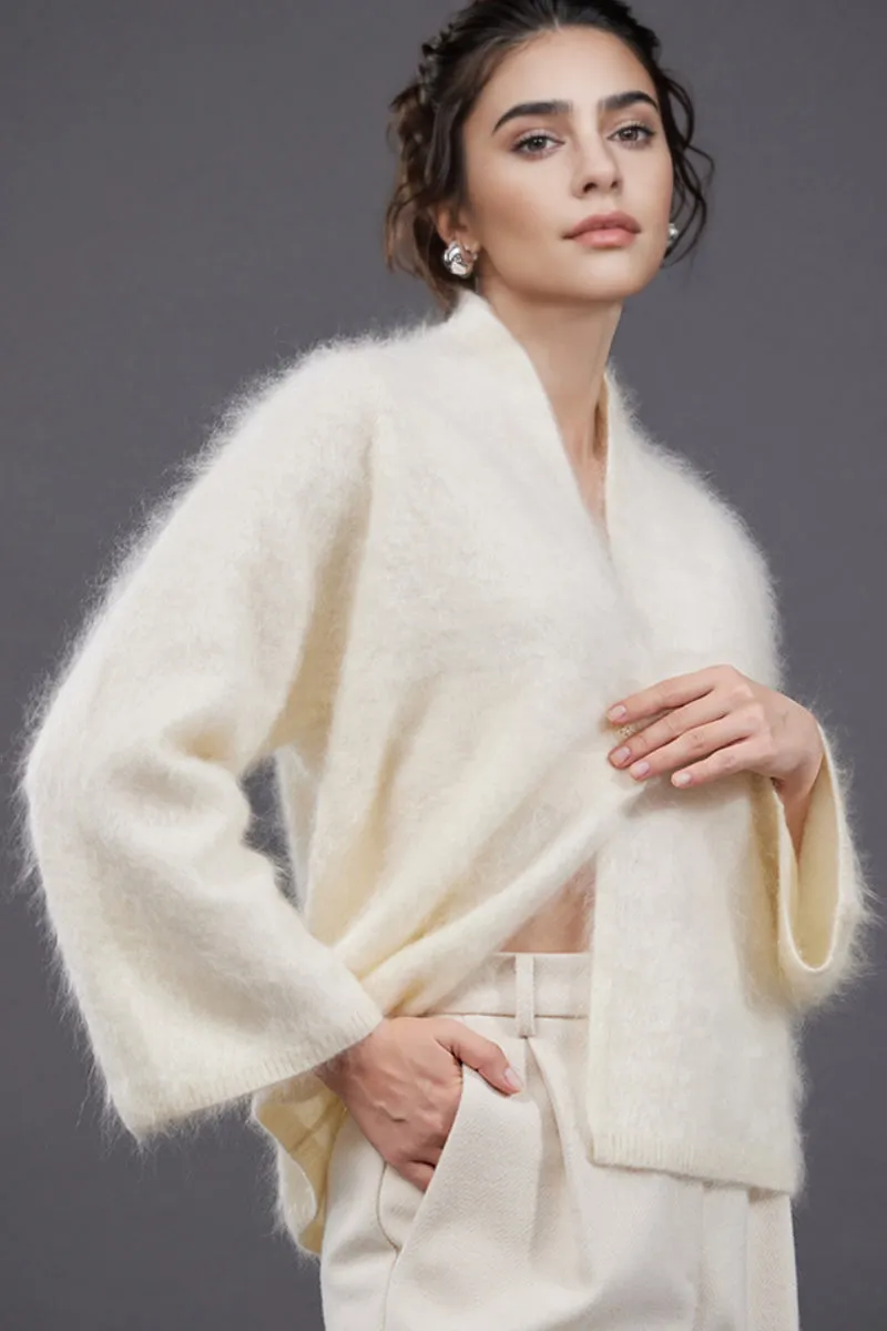 Ultrafine One-Button Brushed Cashmere Cardigan