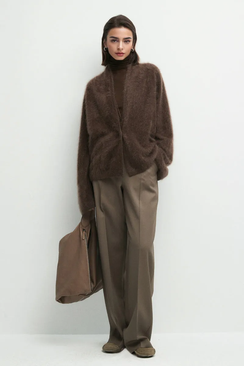 Ultrafine One-Button Brushed Cashmere Cardigan