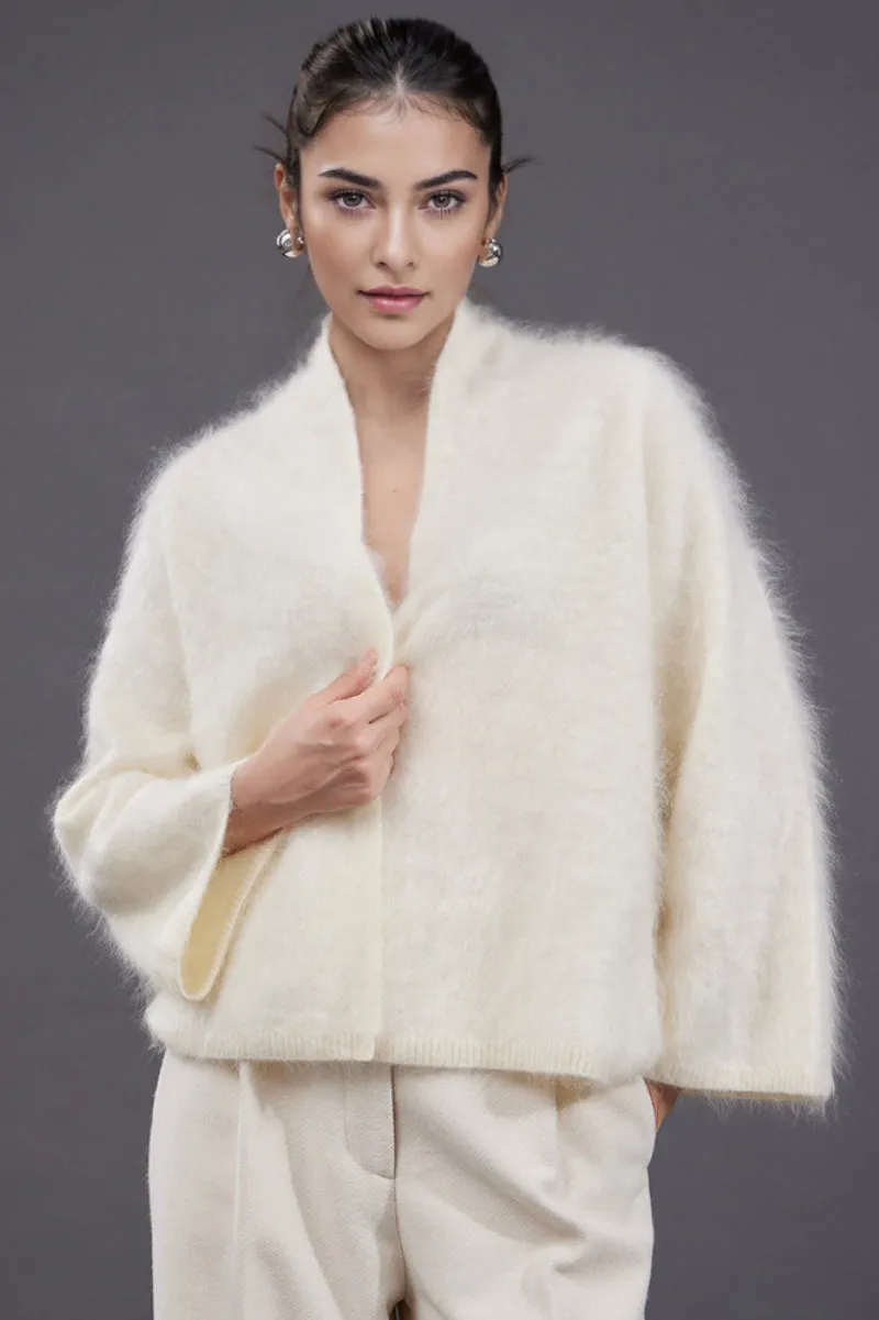 Ultrafine One-Button Brushed Cashmere Cardigan