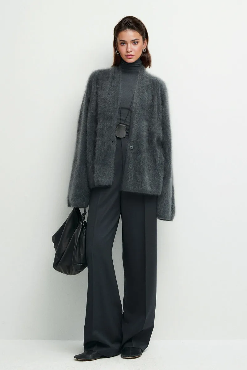 Ultrafine One-Button Brushed Cashmere Cardigan