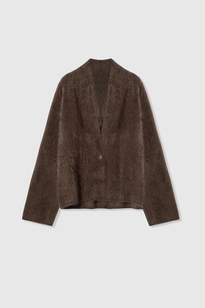 Ultrafine One-Button Brushed Cashmere Cardigan