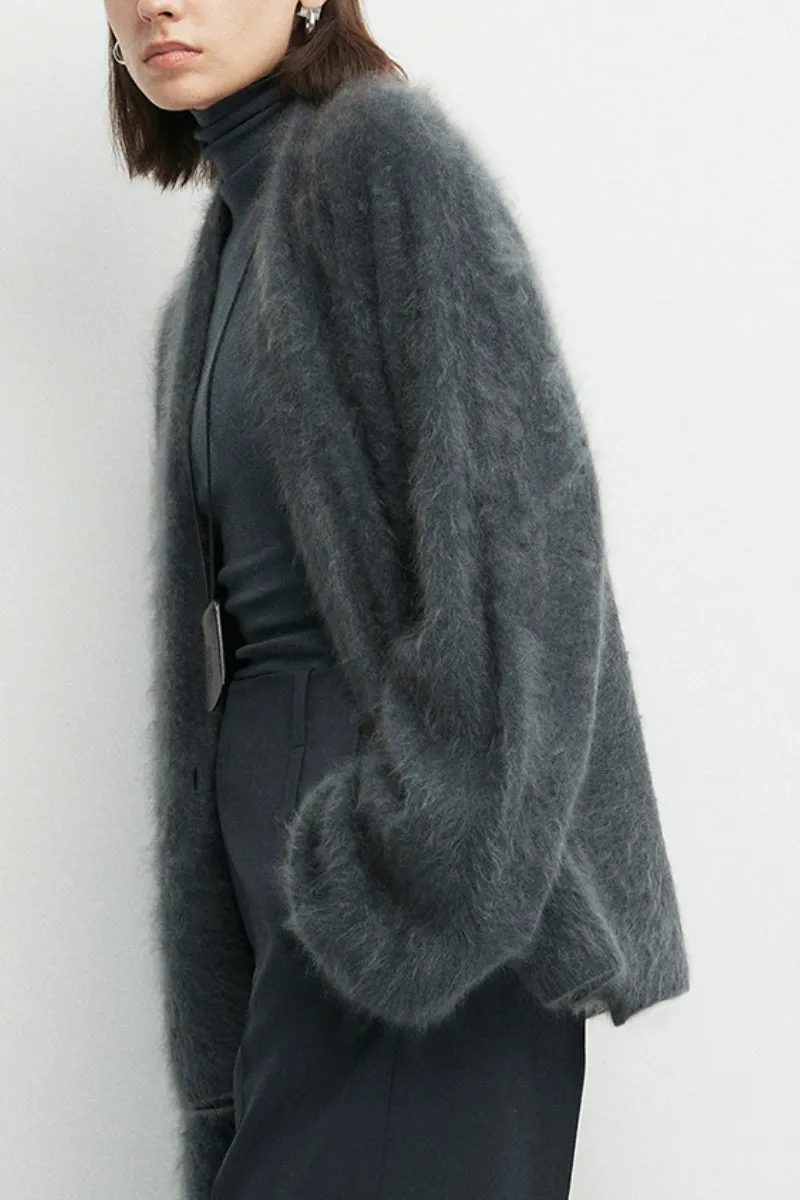 Ultrafine One-Button Brushed Cashmere Cardigan