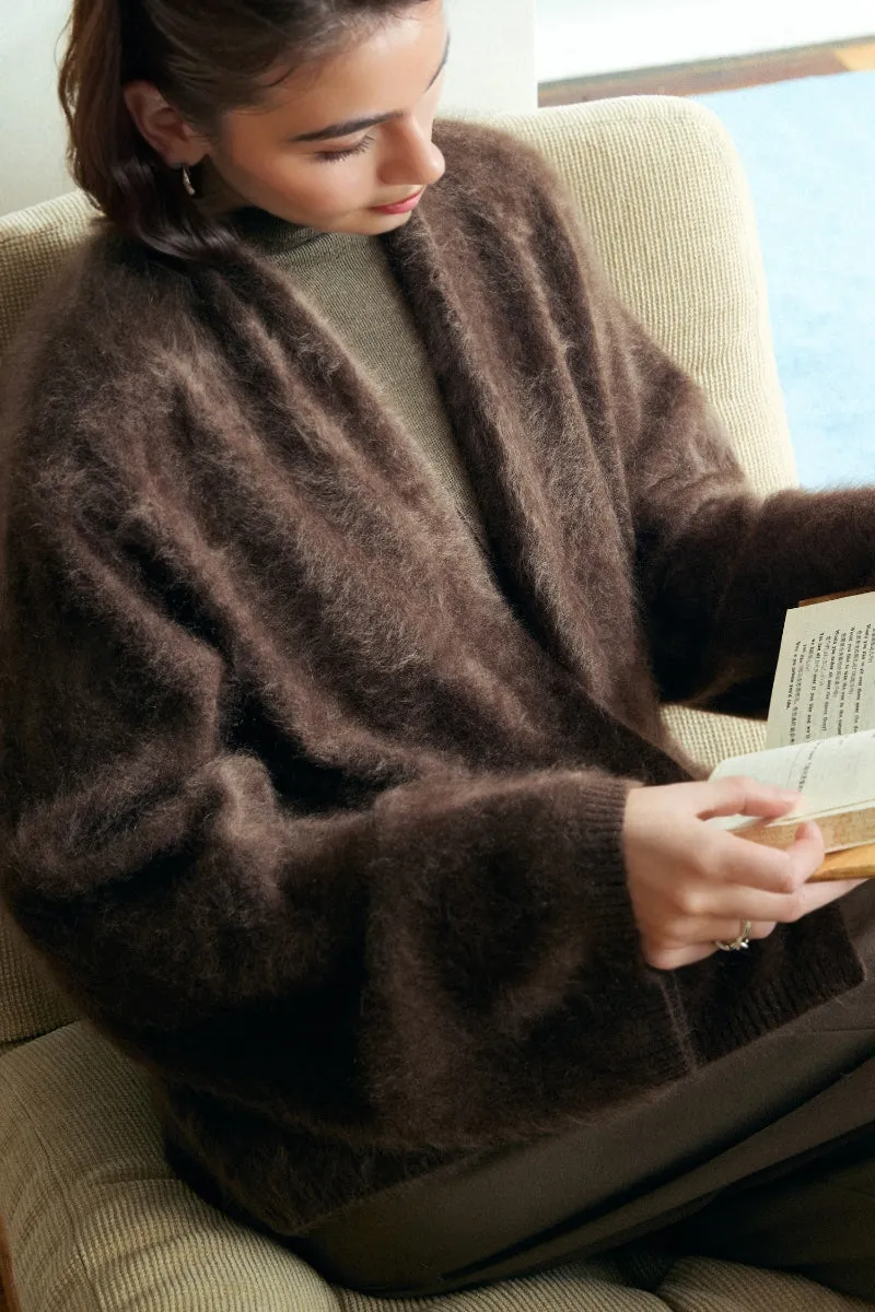 Ultrafine One-Button Brushed Cashmere Cardigan