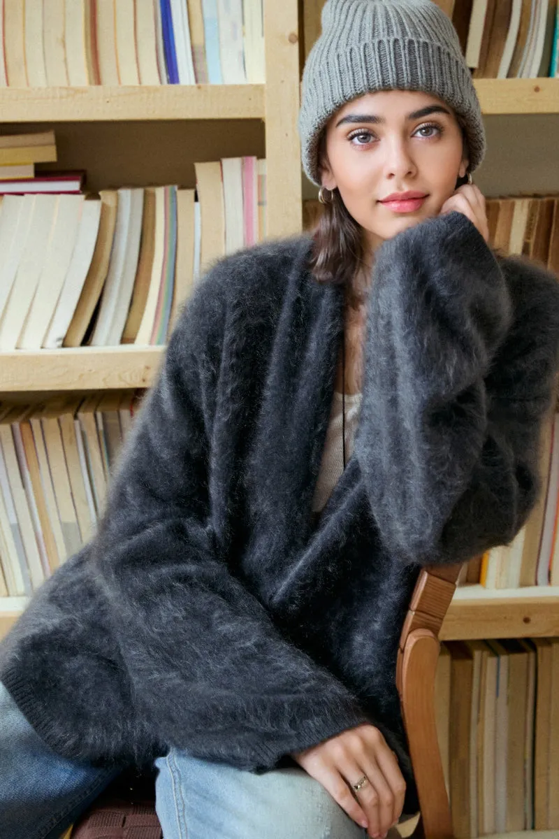 Ultrafine One-Button Brushed Cashmere Cardigan