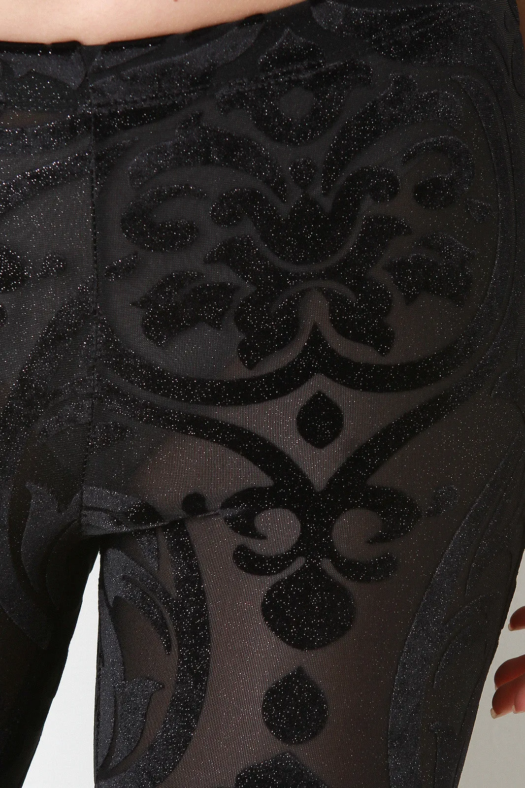 Velveteen Damask Bell Bottom Pants