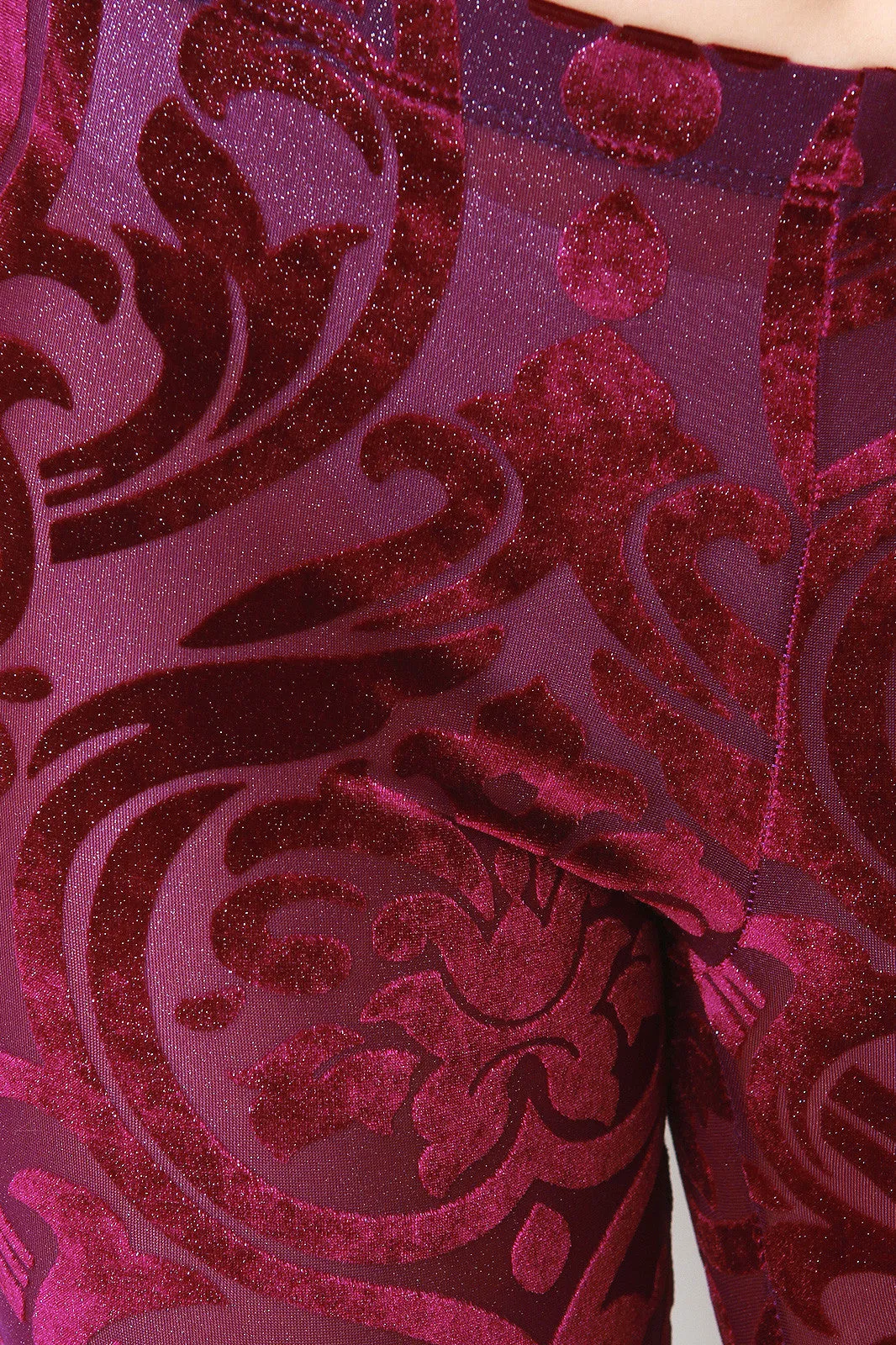 Velveteen Damask Bell Bottom Pants