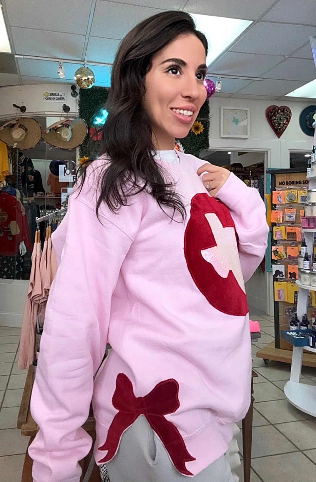 Velveteen Texas Bow Pullover [Pink]