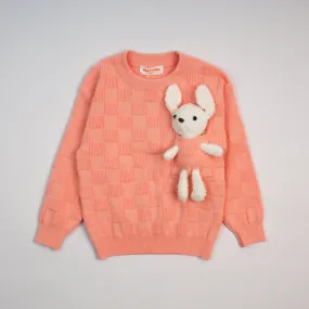 Vibrant Salmon Wool Girls Pullover 7251