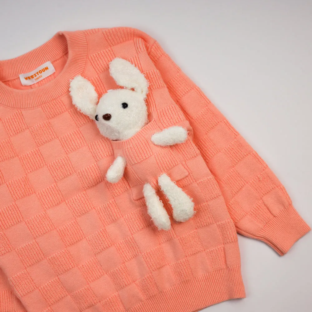 Vibrant Salmon Wool Girls Pullover 7251