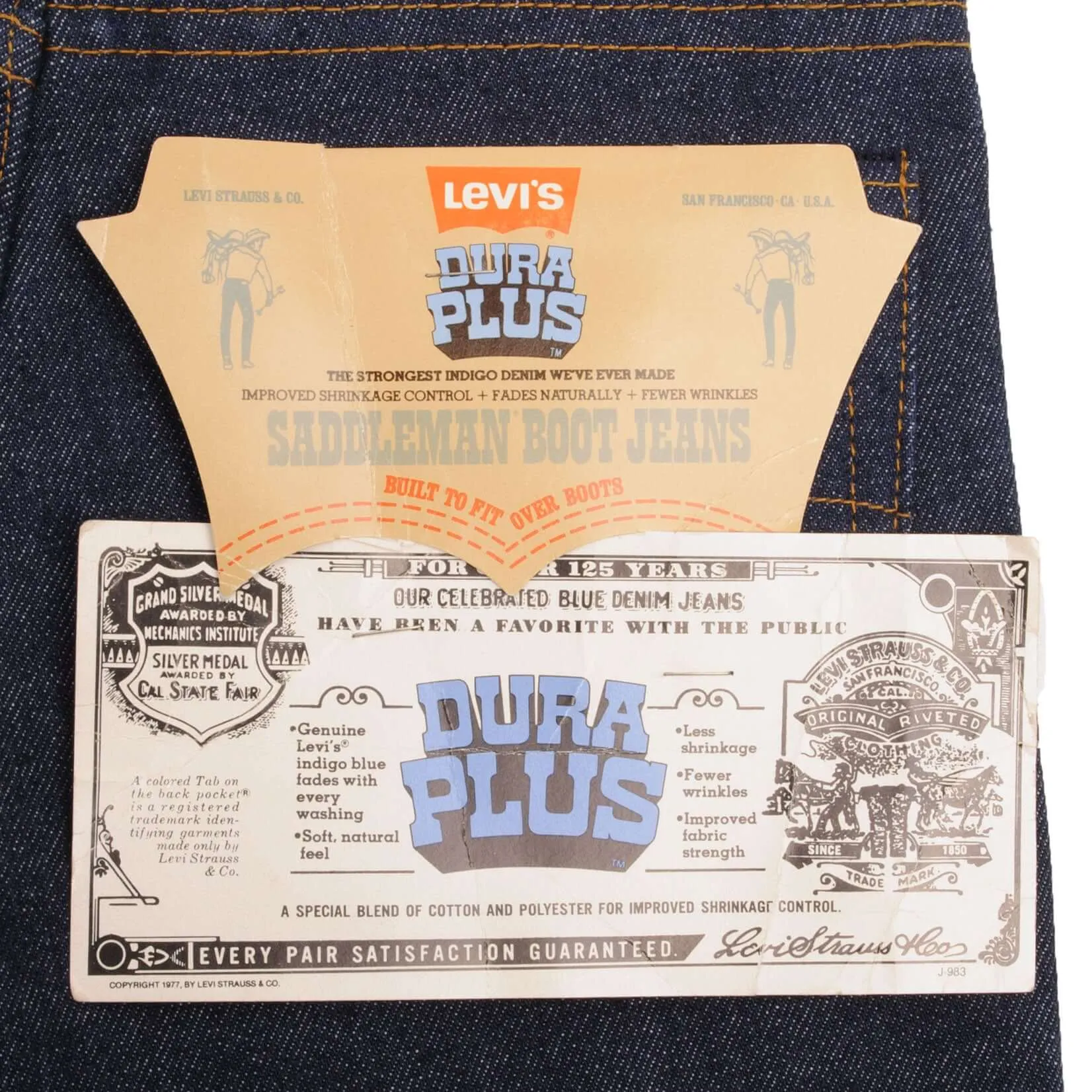 VINTAGE LEVIS 717 SADDLEMAN BOOT CUT JEANS 1977 SIZE 26X34 MADE IN USA DEADSTOCK