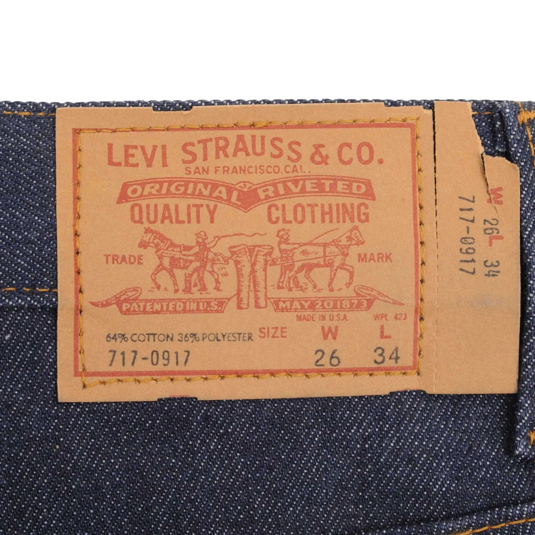 VINTAGE LEVIS 717 SADDLEMAN BOOT CUT JEANS 1977 SIZE 26X34 MADE IN USA DEADSTOCK