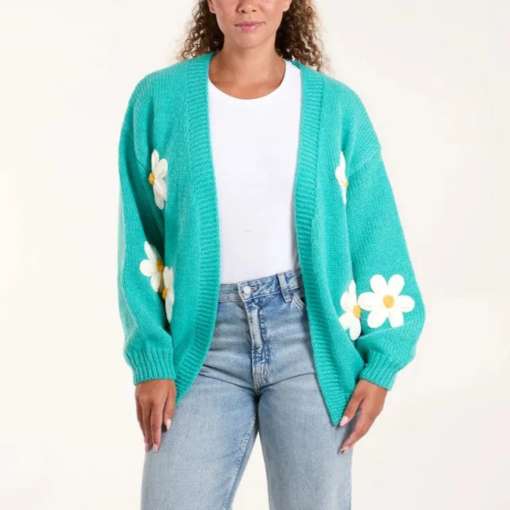 Wild Flower Daisy Cardigan Green