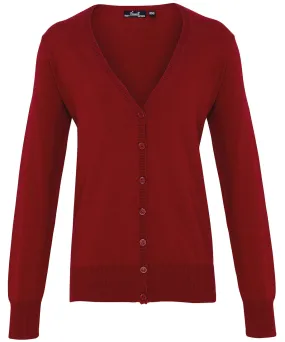 Womens button-through knitted cardigan | Burgundy