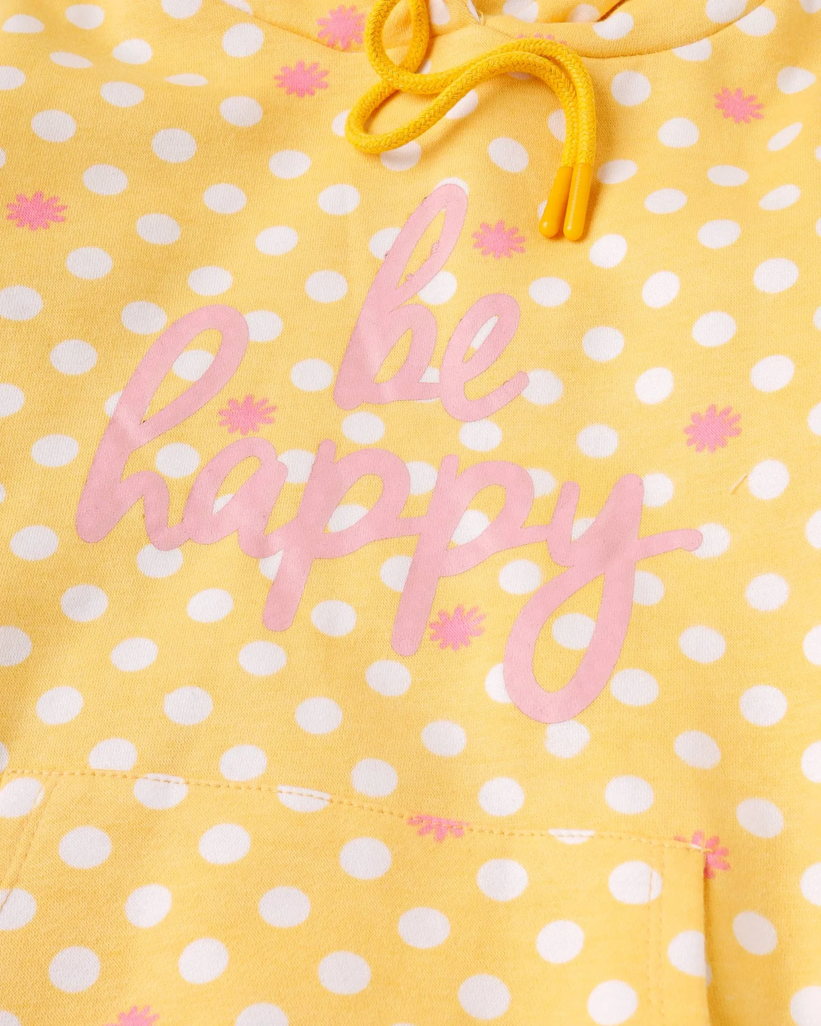 Yellow Printed Pullover Hoodie