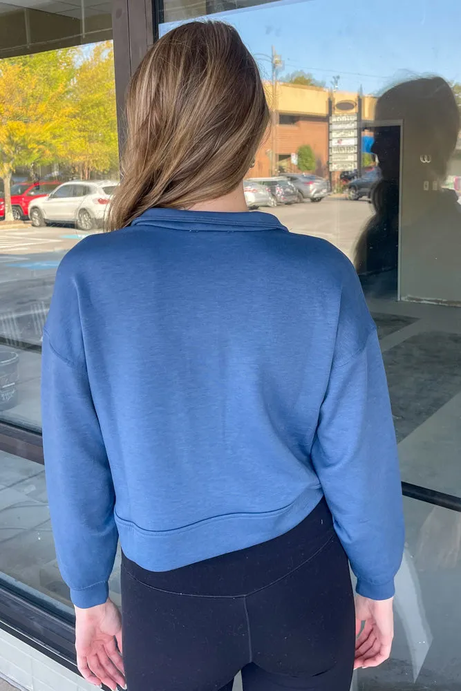 Zenana-Scuba Half Zip Pullover With Kangaroo Pocket