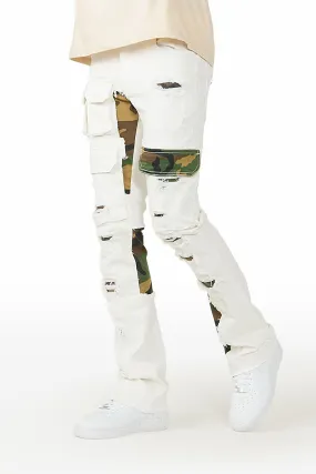 Zeta White Stacked Flare Jean